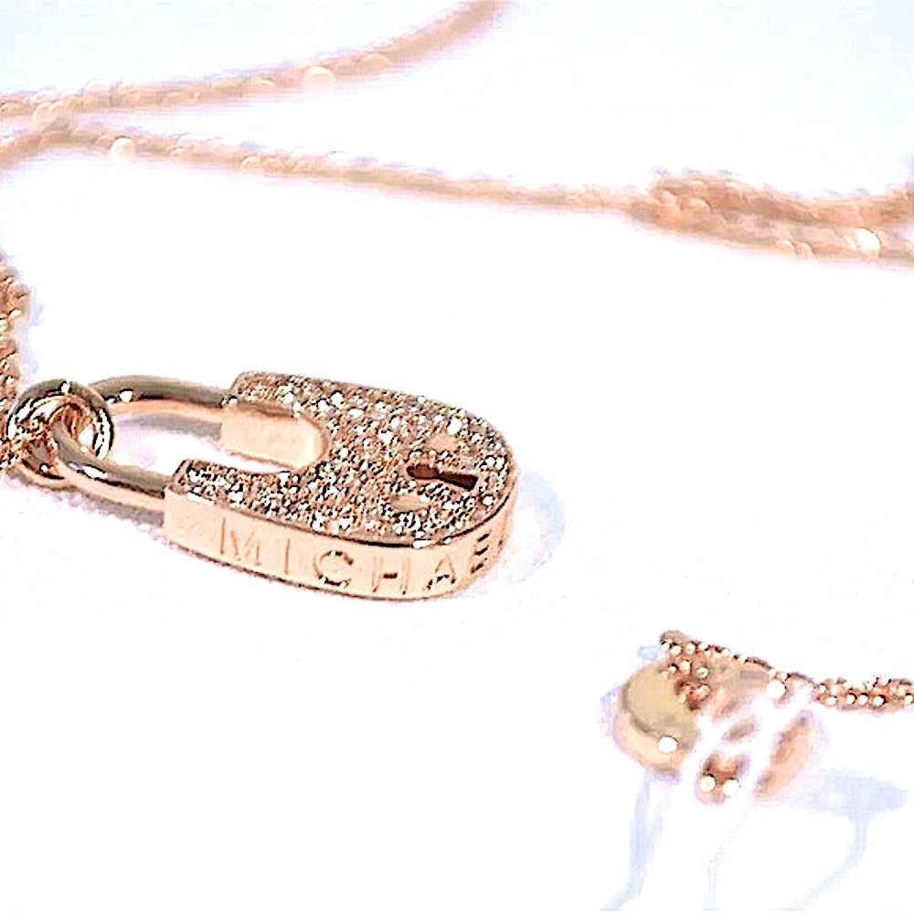 MICHAEL Michael Kors Rose Gold Crystal Padlock Lock Pendant Necklace MKJX8017791 - Picture 7 of 16